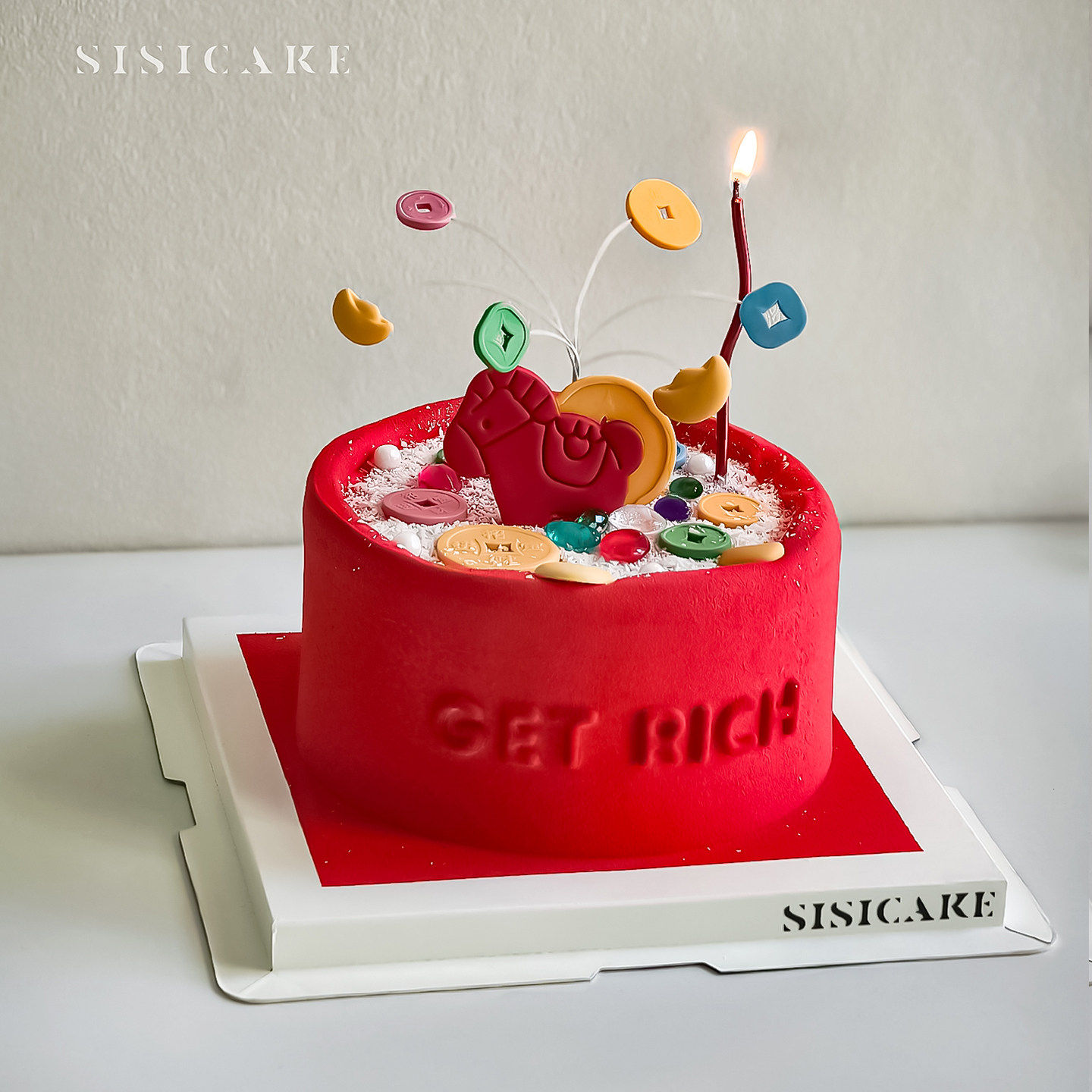 2026新年马年除夕夜发财聚宝盆蛋糕装饰马上成功祝福金币宝石插件,淘宝优惠券,粉丝福利购,淘宝优惠卷