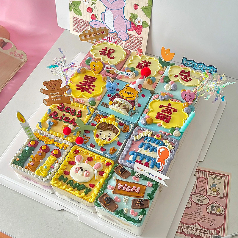 春天爆款春游野餐奶油手绘慕斯杯甜品幼儿园学校聚餐方形杯子蛋糕,淘宝优惠券,粉丝福利购,淘宝优惠卷