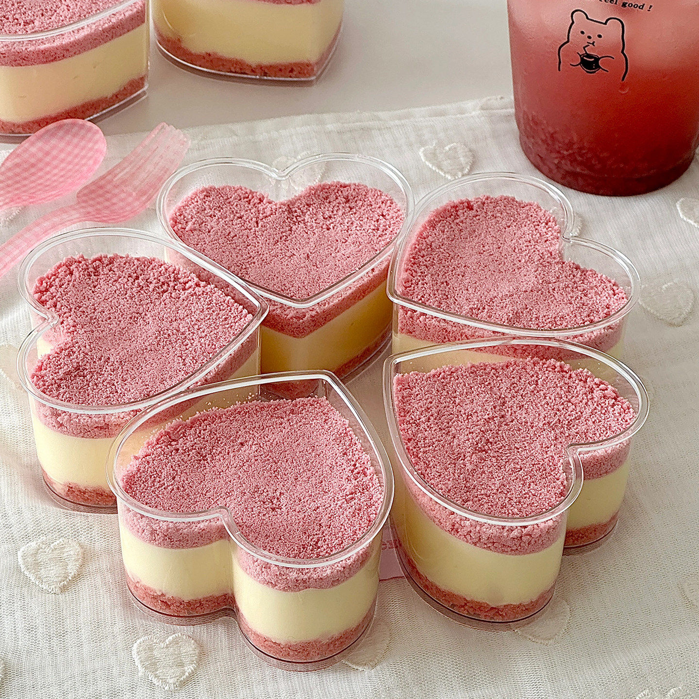 小红书露营春游情人节mini爱心芝士蛋糕装饰透明爱心杯透明杯装扮,淘宝优惠券,粉丝福利购,淘宝优惠卷