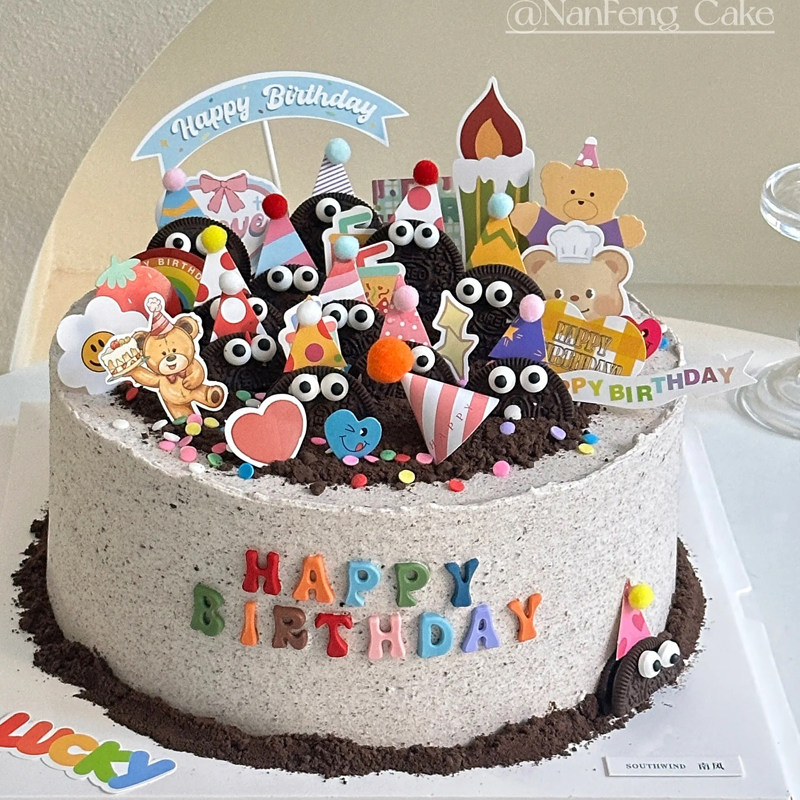 春游季彩色卡通熊兔奶茶礼花纸插牌可爱海盐奥利奥眼睛蛋糕装饰,淘宝优惠券,粉丝福利购,淘宝优惠卷