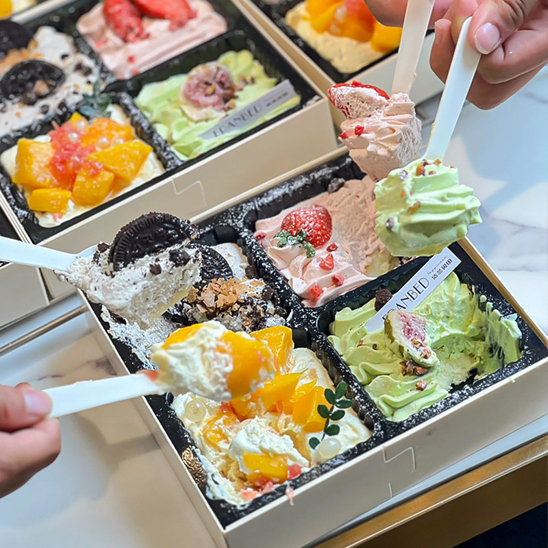 网红户外野餐口味水果四喜盒子蛋糕装饰春游四拼欢喜盒奶油甜品盒,淘宝优惠券,粉丝福利购,淘宝优惠卷