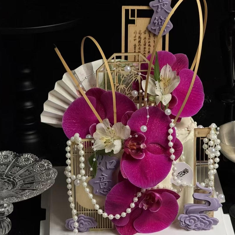 许昌男朋友同款中式复古深紫色蝴蝶兰仿真水仙花蛋糕装饰插件插牌,淘宝优惠券,粉丝福利购,淘宝优惠卷