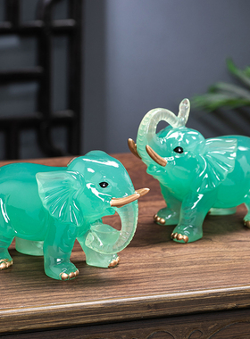 招财仿玉吉祥如意大象招财镇宅摆件家居客厅电视柜乔迁新居装饰品