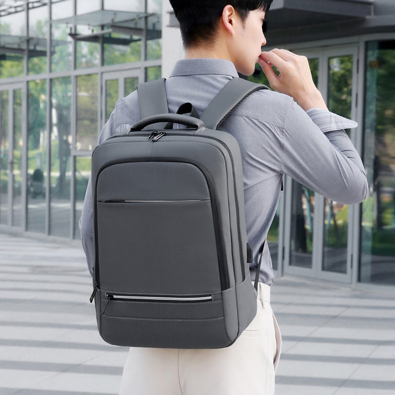 休闲多功能双肩包2025新款简约纯色商务电脑包拉杆箱插带学生书包,淘宝优惠券,粉丝福利购,淘宝优惠卷