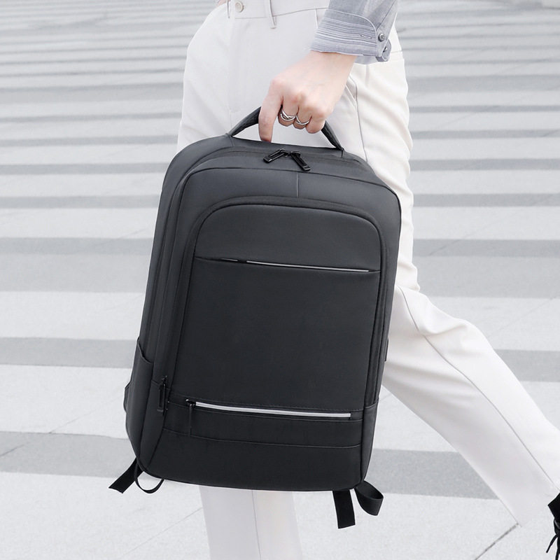 休闲多功能双肩包2025新款简约纯色商务电脑包拉杆箱插带学生书包,淘宝优惠券,粉丝福利购,淘宝优惠卷