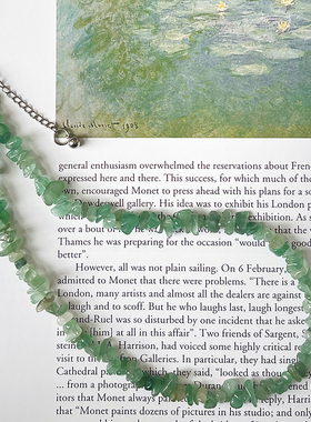 原创手作芰荷天然矿石项链