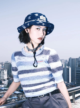 原创牛仔纽扣拼接钛钢choker