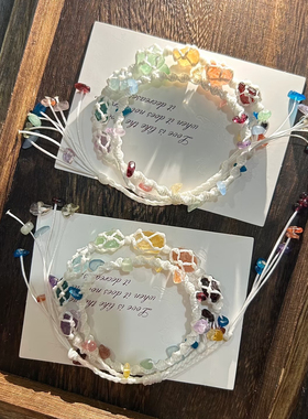 新款森系花环手链手绳清新爆款纯手工编织网兜手链手绳闺蜜情侣款