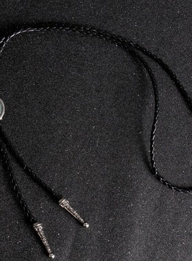 复古波洛领带项链皮绳男女松石