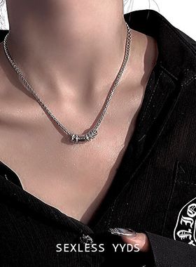 中性冷淡风闪钻圆环吊坠项链女轻奢小众设计感百搭锁骨链潮