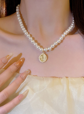 珍珠项链猫眼石锁骨链伊茵锁骨链