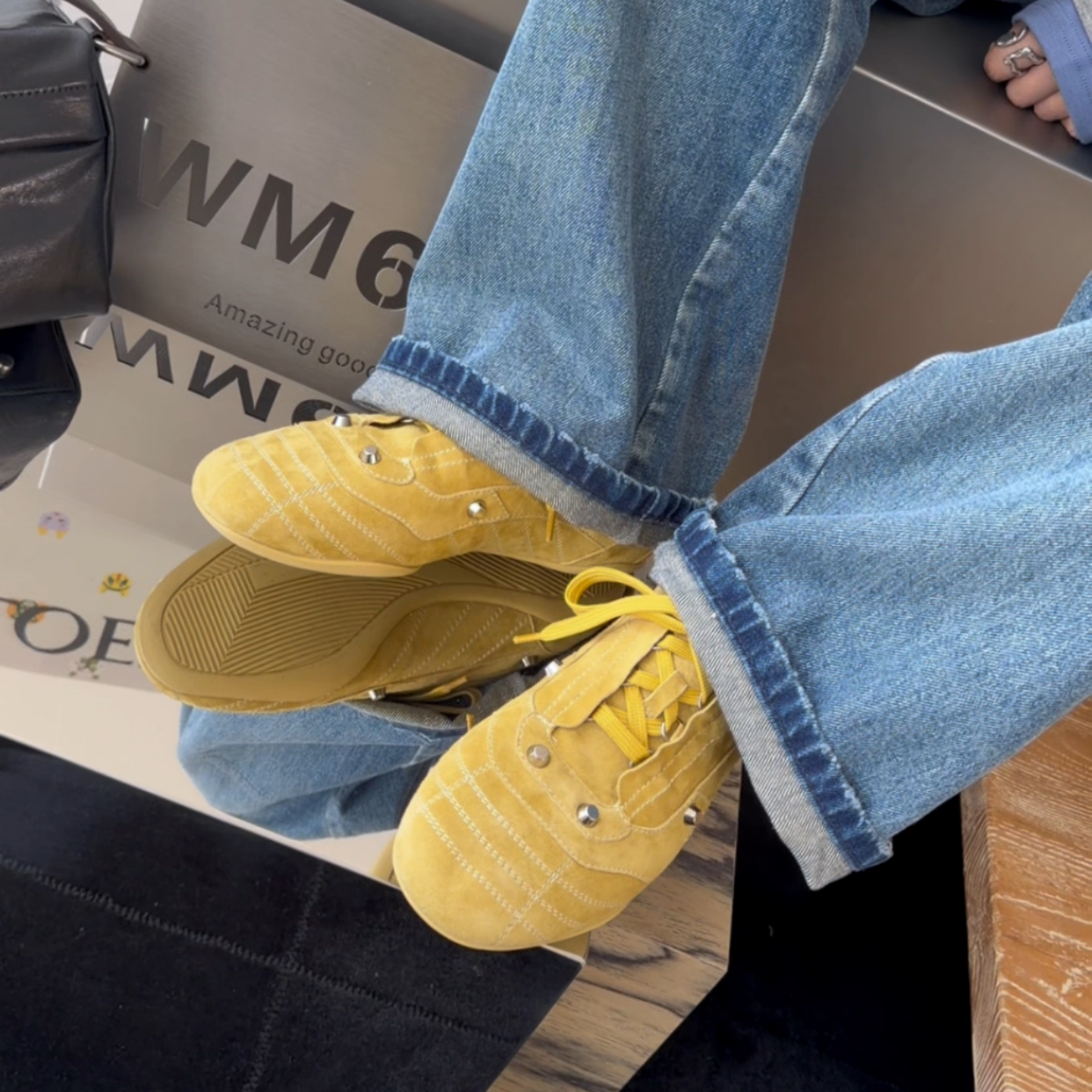 WM6欧货欧洲站真皮女鞋2026春季新款复古德训鞋女铆钉系带休闲鞋,淘宝优惠券,粉丝福利购,淘宝优惠卷