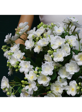长枝仿真花白茉莉花花头直径4cm