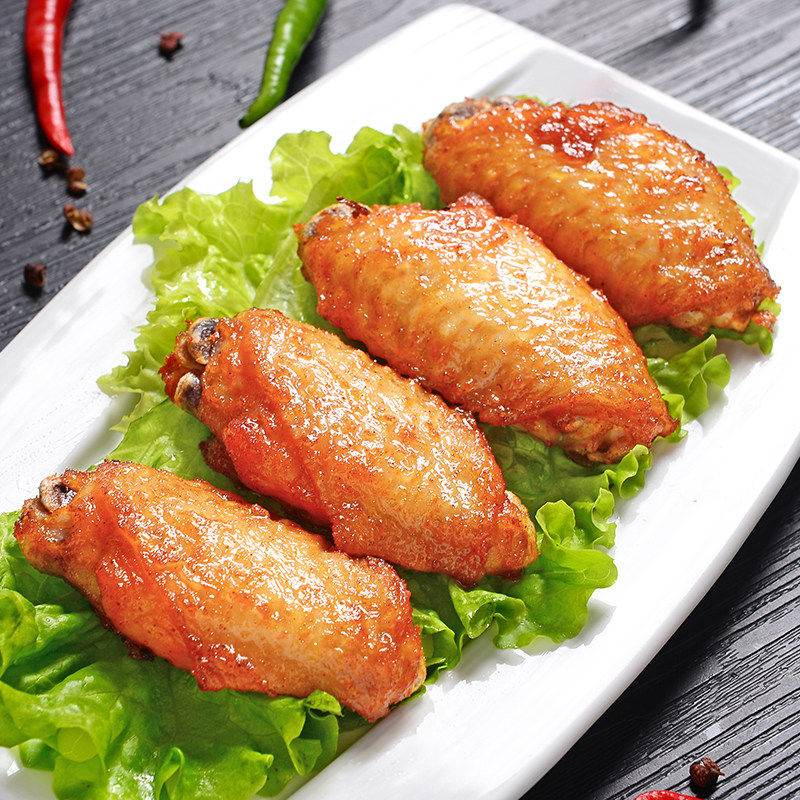 盟旺蒜香翅中冷冻半成品腌鸡中翅油炸小吃炸鸡翅烤翅商用1kg/包