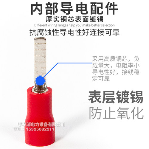 混装DBV片形预绝缘接线端子0.5-10平方空开插片式冷压端头铜鼻子 - 图0