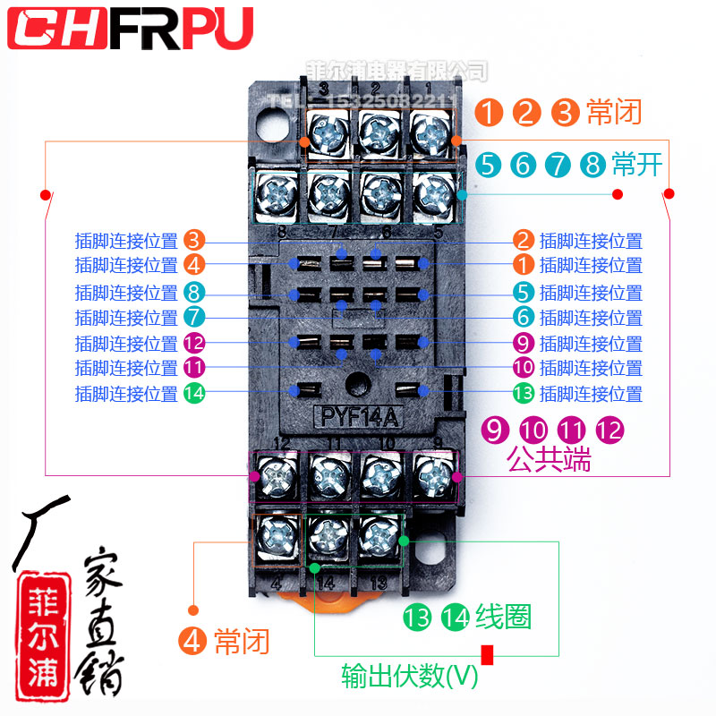 PYF14A电磁中间继电器底座14脚插座口 适配HH54P JZX-22F/4Z MY4N - 图3