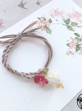 丁禹兮绿色海棠花发圈