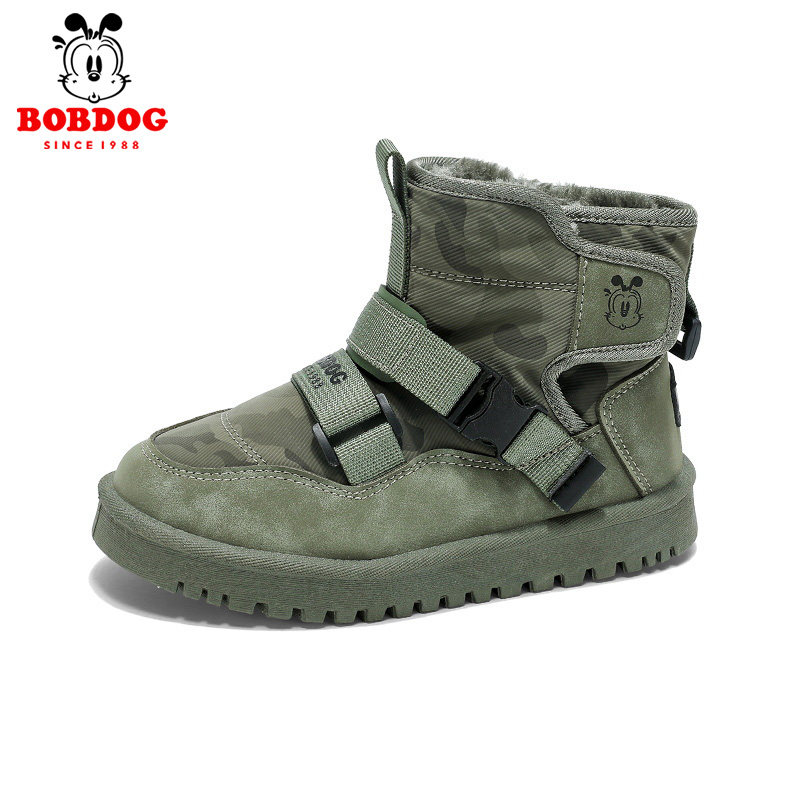 巴布豆童鞋男童雪地靴2024冬季新款加绒加厚儿童中筒靴男孩大棉鞋,淘宝优惠券,粉丝福利购,淘宝优惠卷