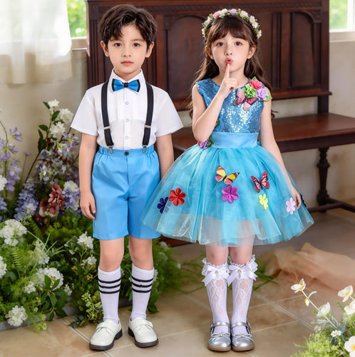 小水花听我说彩虹糖喜多多哒哒哒儿童幼儿园六一舞蹈演出服公主裙 - 图0