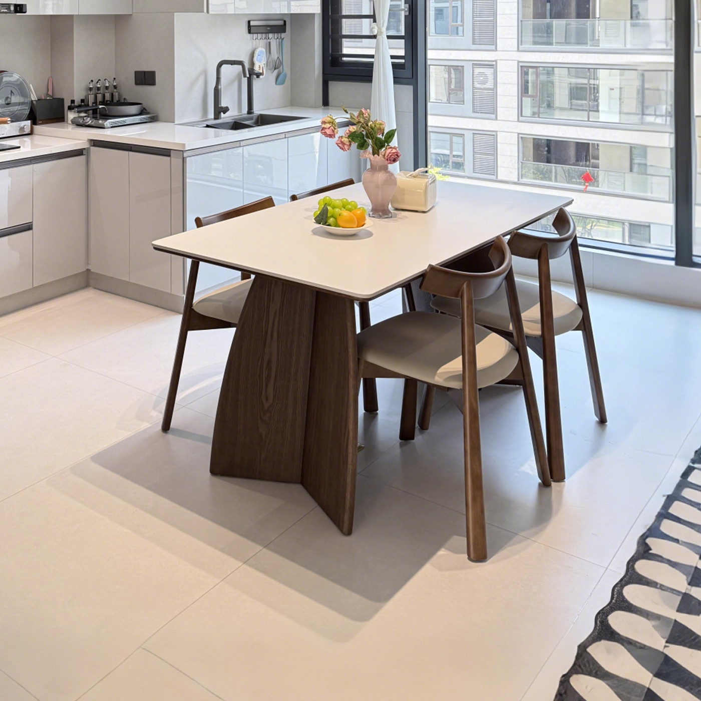 岩板餐桌家用2025新款现代简约长方形法式复古玛奇朵纯白实木餐桌,淘宝优惠券,粉丝福利购,淘宝优惠卷