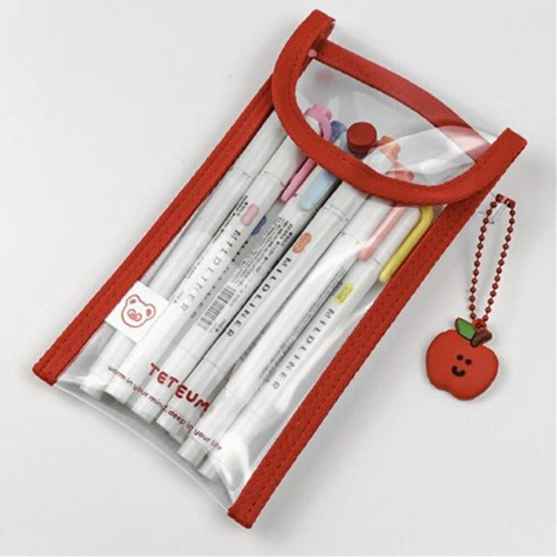 韩国学生ins小众设计可爱小熊印花透明pvc笔袋零钱包迷你收纳小包,淘宝优惠券,粉丝福利购,淘宝优惠卷