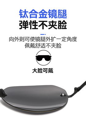 无框轻质钛架偏光变色太阳镜