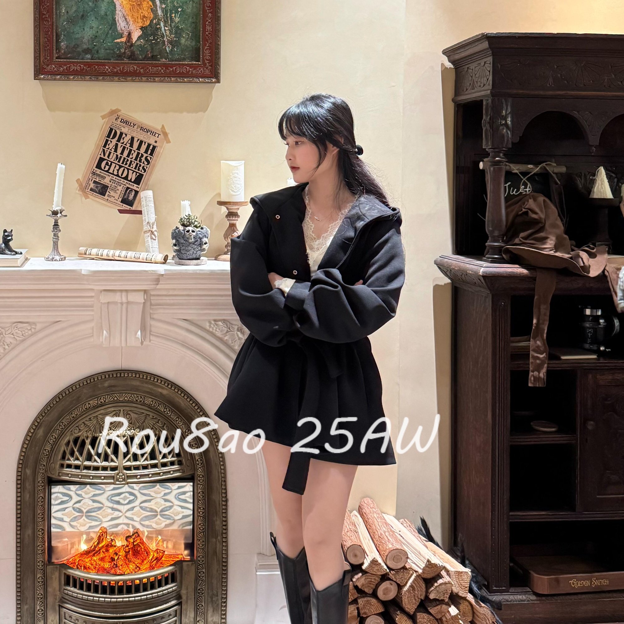 Rou8ao微胖大码女装纯色绑带长袖风衣宽松显瘦上衣百搭灯笼袖外套,淘宝优惠券,粉丝福利购,淘宝优惠卷