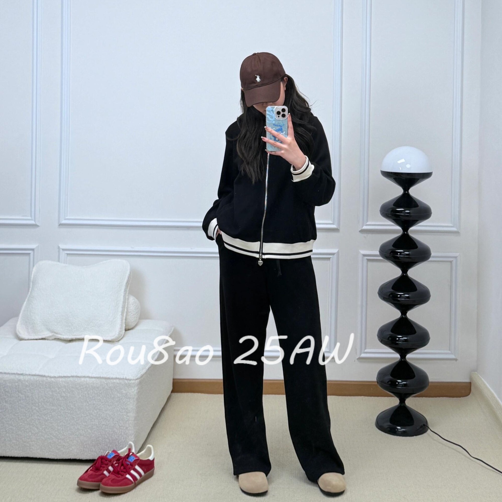 Rou8ao微胖大码女装韩版简约风套装连帽卫衣外套高腰阔腿裤两件套,淘宝优惠券,粉丝福利购,淘宝优惠卷