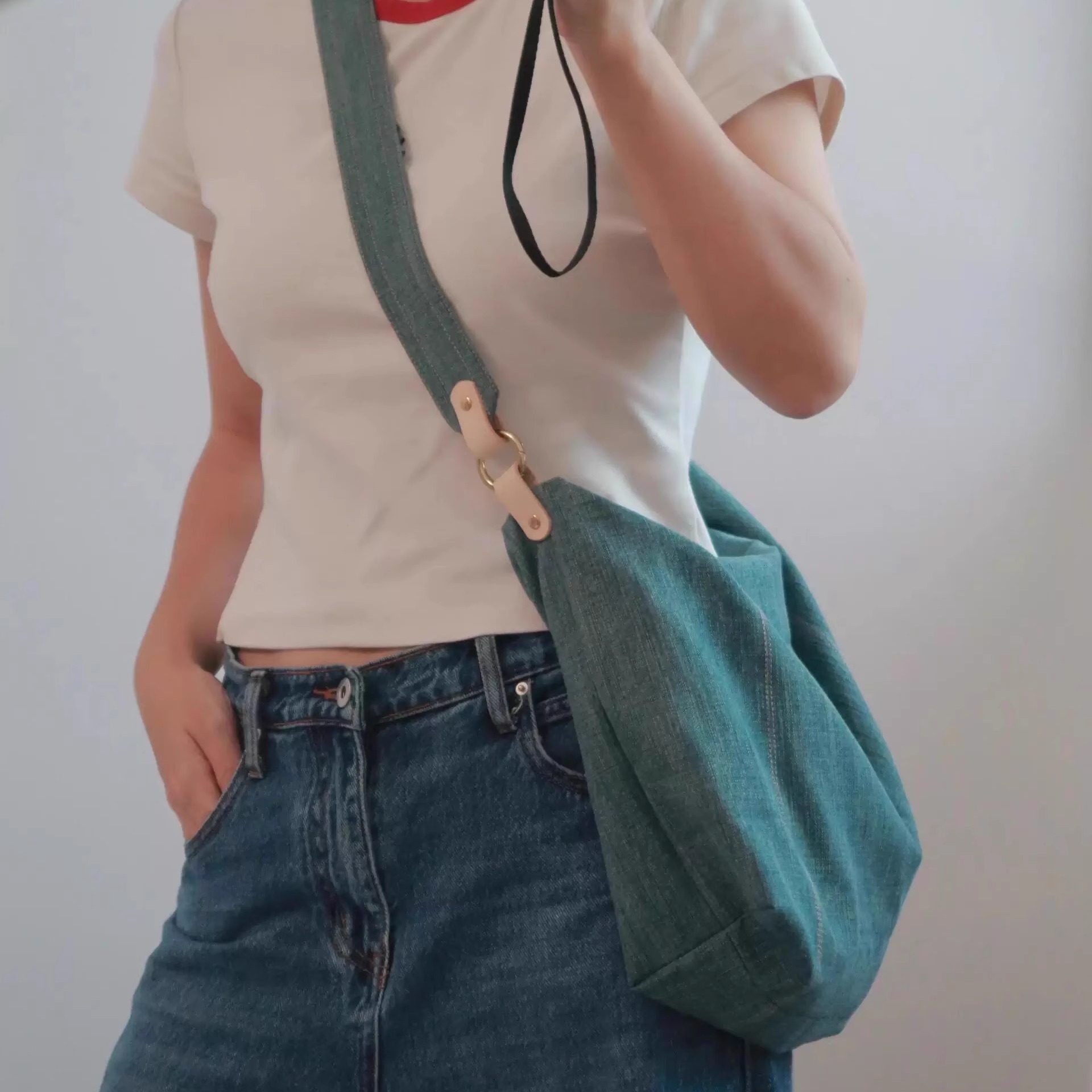 大容量懒惰风牛仔帆布包包女2025新款松弛感单肩腋下包通勤斜挎包,淘宝优惠券,粉丝福利购,淘宝优惠卷