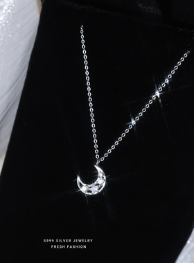 星月相随项链S999纯银韩版月亮星星锁骨链时尚百搭女友闺蜜礼物