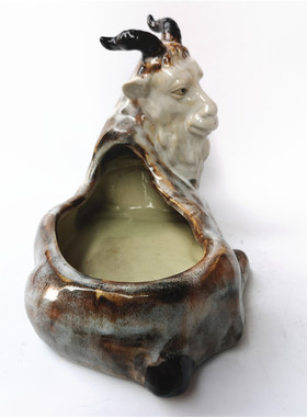 石湾陶瓷家居装饰摆件收藏年代客厅笔洗水仙盆桌面书房十二生肖羊