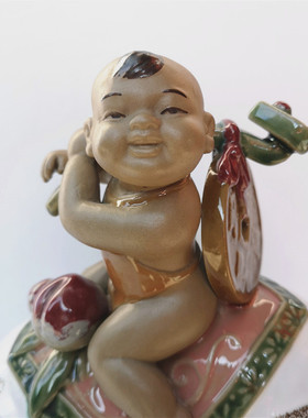 石湾陶瓷公仔家居装饰摆件霍家荣年代作品钱罐两用十二生肖招财猪