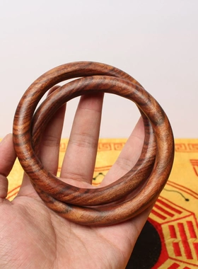 雷击枣木乾坤圈阴阳环金刚圈男女士手镯雕刻十字天经七星