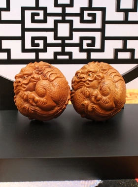 老料雷击枣木貔貅保健球手把件把玩木质工艺品精雕