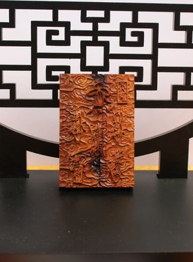 雷击枣木五路财神吊坠挂件老料深色浮雕精工手工打磨可穿绳子