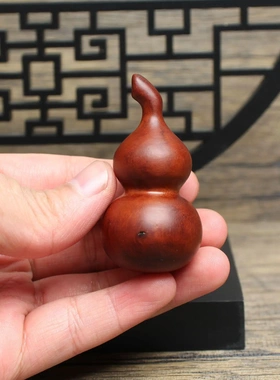 雷击枣木精工木雕葫芦手把件中国风文玩饰品福禄吊坠挂件diy配饰