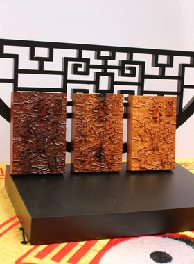 雷击枣木五路财神吊坠挂件老料深色浮雕精工手工打磨可穿绳子