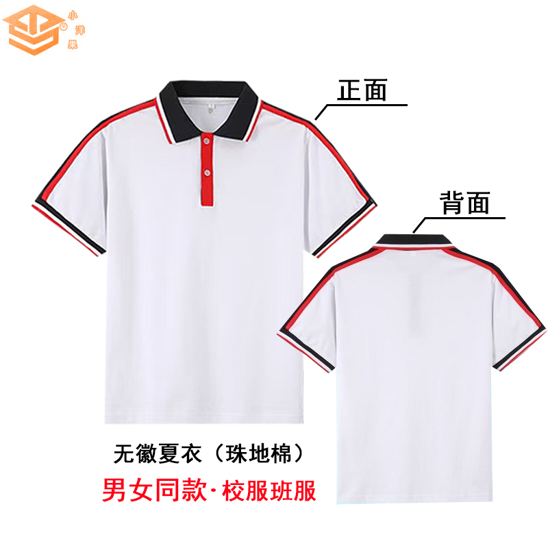 佛山西樵中学生校服翻领T恤Polo衫短袖夏季新款男女班服运动套装 - 图0
