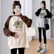 Gestational Dress Suit Fashion 2023 Spring Autumn Season New Trendy Jersey Undershirt Small Elephant Necropolis Plus Suede Warm Blouse Winter