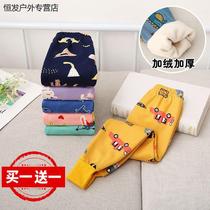 Children warm pants winter male and female children plus suede thickened autumn pants single-bar CUHK Inner Threading Pants Integral Suede Pants Down Pants