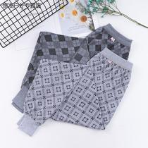 Autumn Pants Mens Mid Aged High Waist Single Piece Line Pants Loose Lining Pants Thin Underpants Spring Autumn Wire Pants Big Code Warm Pants