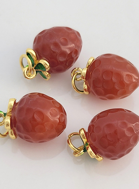 滴油保色天然玛瑙草莓吊坠