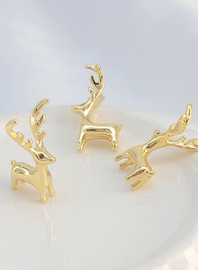 立体麋鹿吊坠diy项链小鹿吊饰