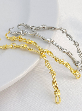 18K包金情侣编织缠绕不规则半手镯diy手工串珍珠手链饰品材料配件