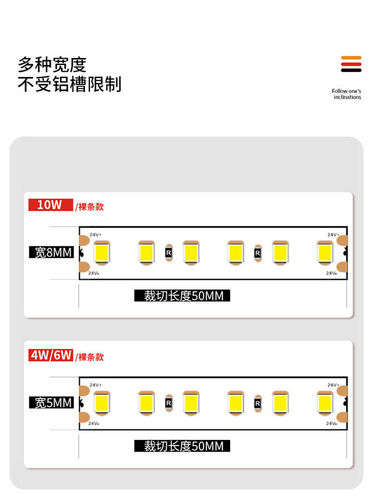 西顿照明灯带led灯条中性光氛围灯120珠灯槽u型铝槽灯嵌入式28120 - 图2