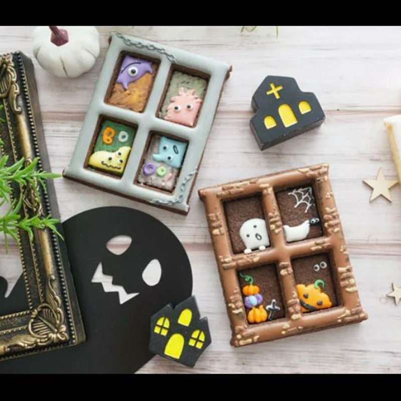 卡通糖霜饼干模具 万圣节圣诞节窗口格子切模曲奇堆叠窗框压模 - 图0