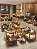 Retro Café Café Coffee Shop Casual Area Negotiation Room Table And Chairs Combo Book library Reading room sofa table and chairs