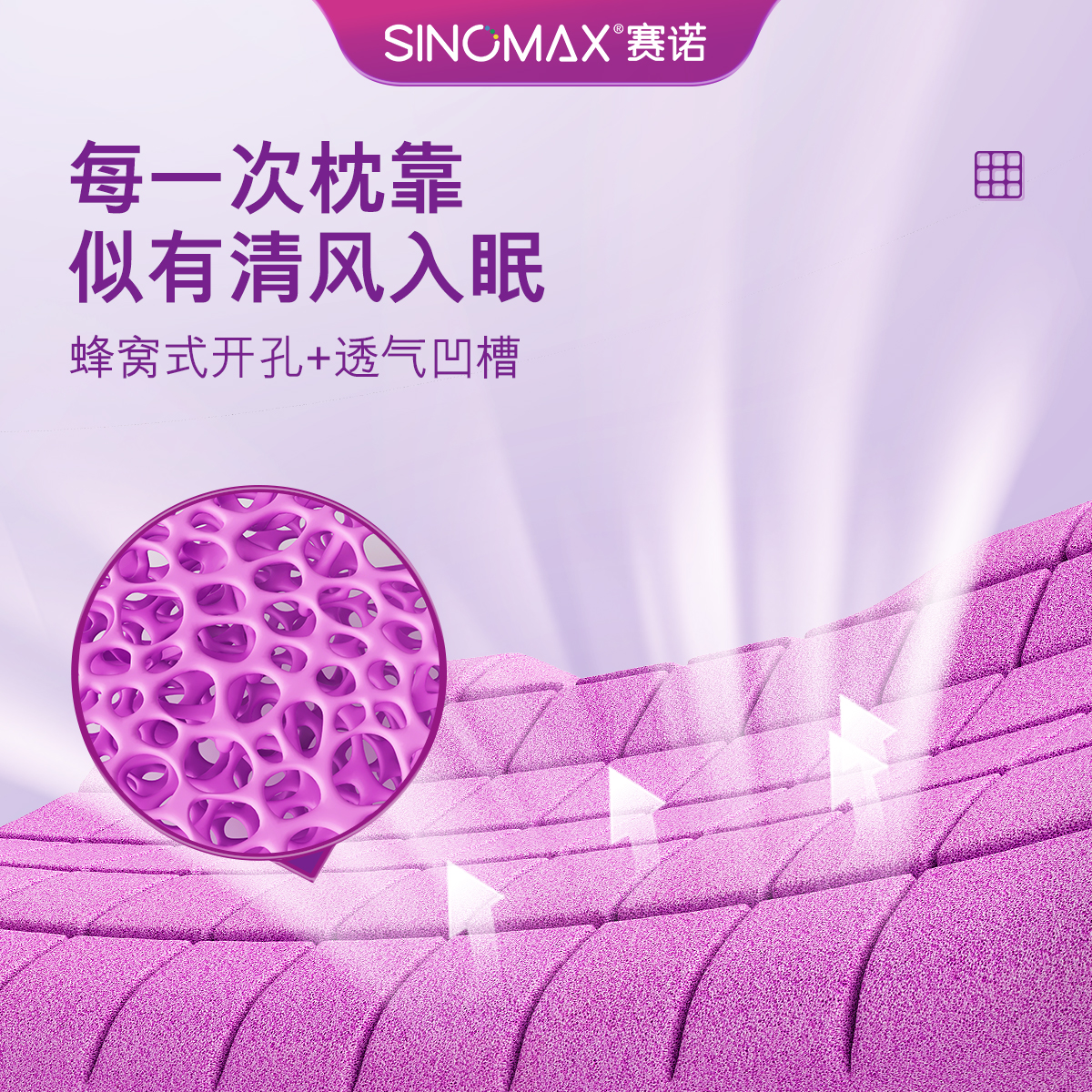 SINOMAX赛诺4D枕头焕洗美颜枕头玻尿酸护颈椎枕SCF枕芯可高温水洗-图1