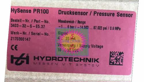 3403-32-S-E5.37 全新原装正品 Hydrotechnik 压力传感器  PR100 - 图0