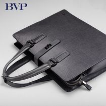 BVP Mens briefcase luxury high-end small crowdsourced high level Handbag Diagonal Satchel multifunction genuine leather business mens bag